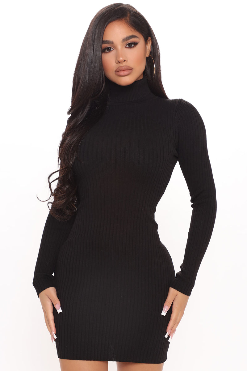 Ready For Knit Sweater Mini Dress - Black, Fashion Nova, Dresses