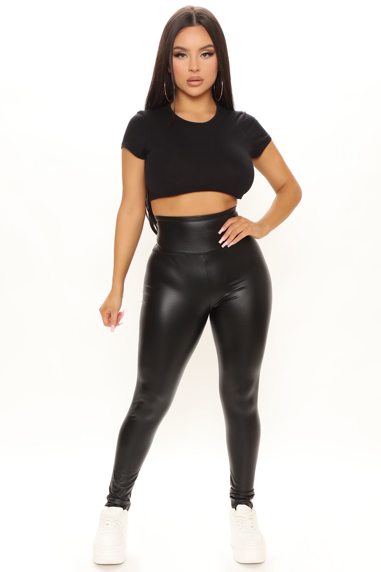 Coming Through Faux Leather Leggings Black