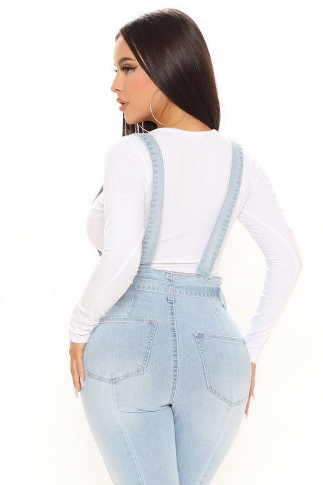 Denim overalls fashion nova clearance