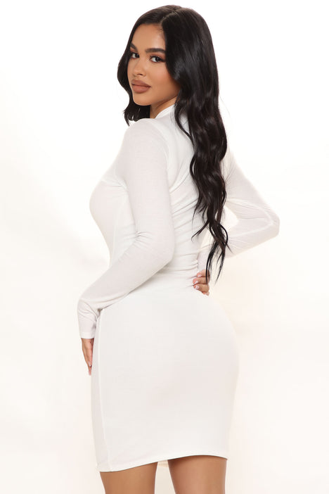 Fashion nova white long sleeve dress cheap