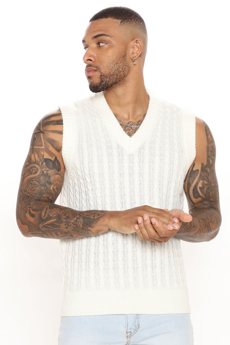 Cable knit sweater vest discount
