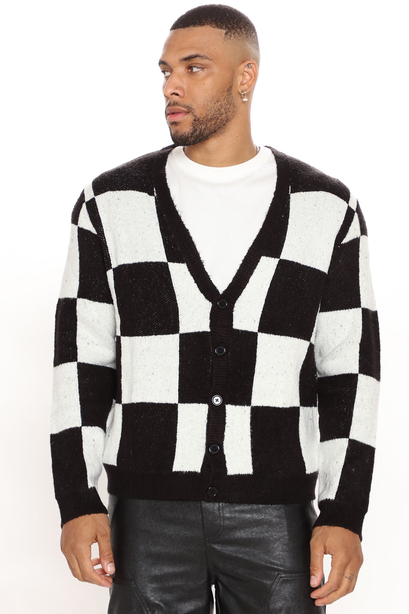 Checkered cardigan deals