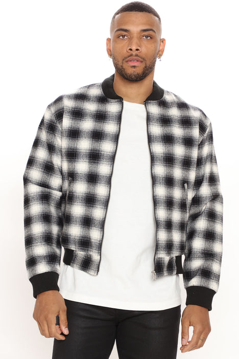Black and white checkered bomber on sale jacket