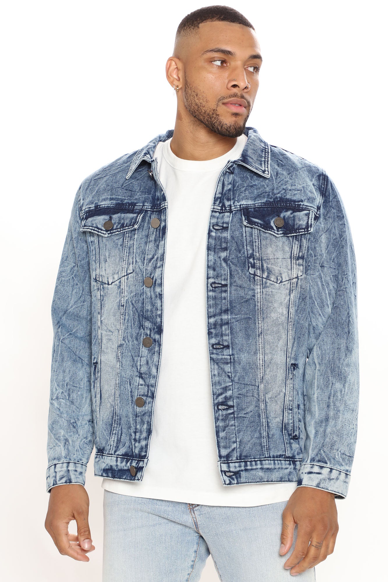 Medium wash denim jacket clearance mens