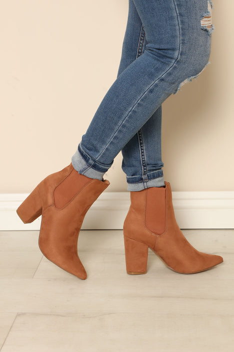 Tan booties outlet block heel