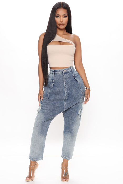 Slouchy ripped sales jeans