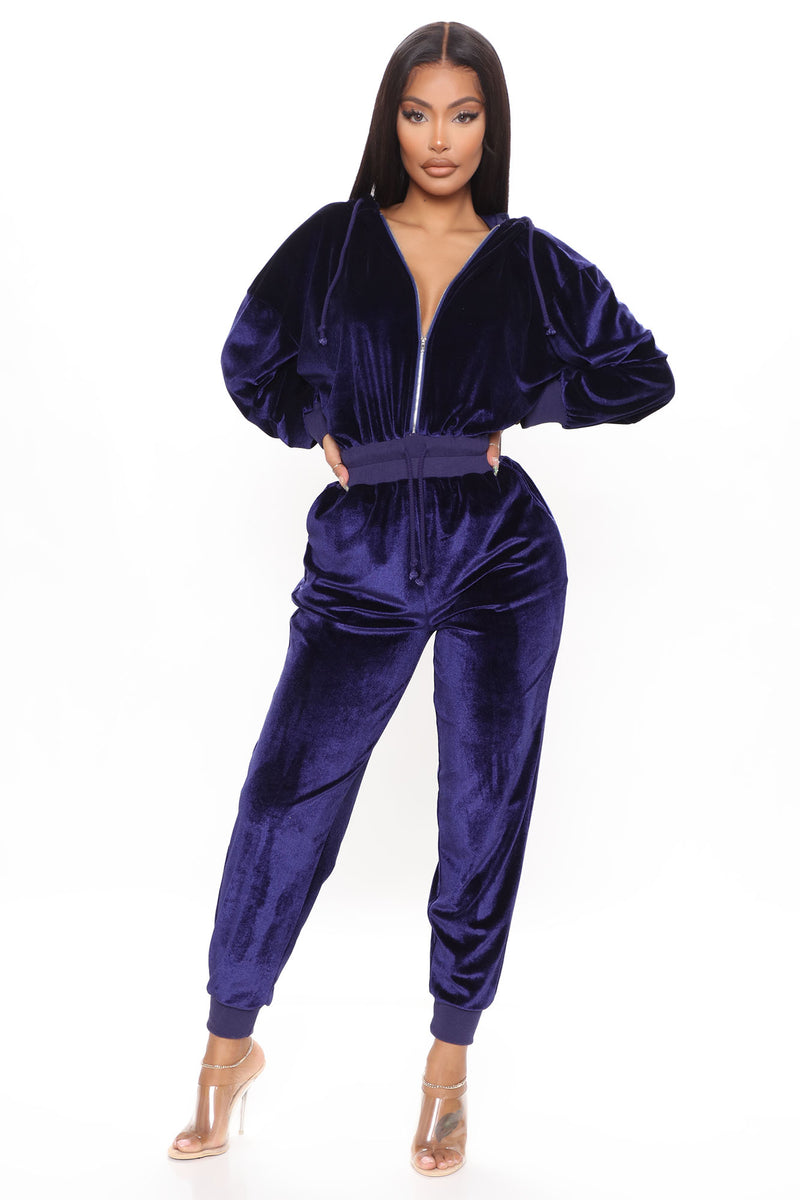 Velvet Vixen Fantasy Sweat Jumpsuit - Navy | Fashion Nova, Jumpsuits ...