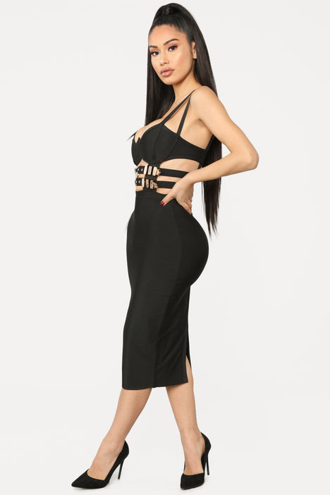 Fashion nova black bandage hot sale dress