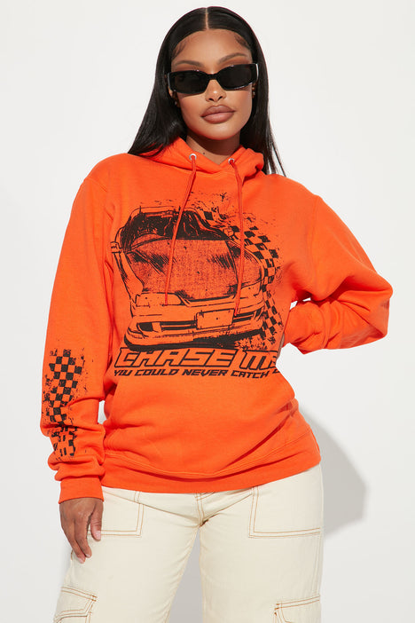 Keep Up Graphic Hoodie Orange Fashion Nova Screens Tops and