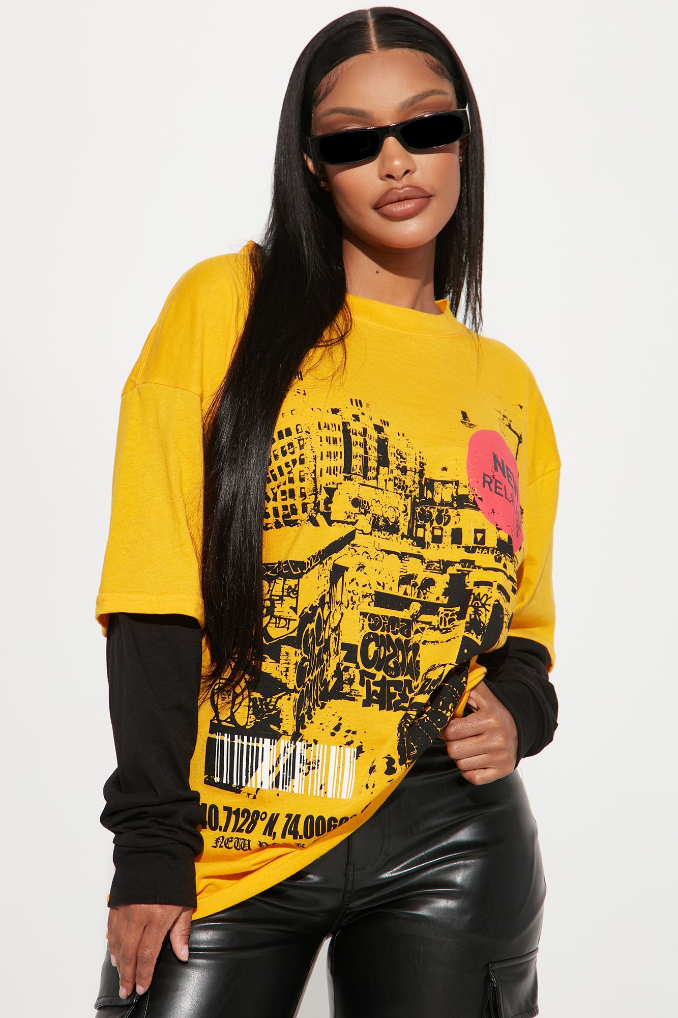 Yellow graphic tee sales