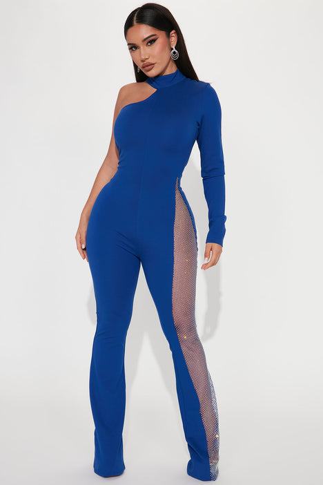Royal blue top jumpsuit fashion nova