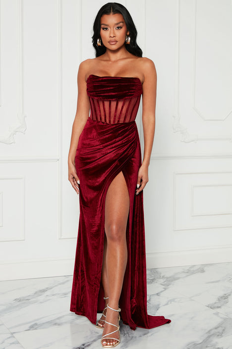 Vivi Velvet Maxi Dress Wine