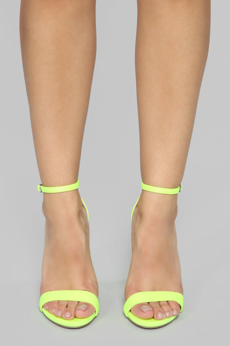 Just Think About It Heeled Sandals Neon Yellow Fashion Nova