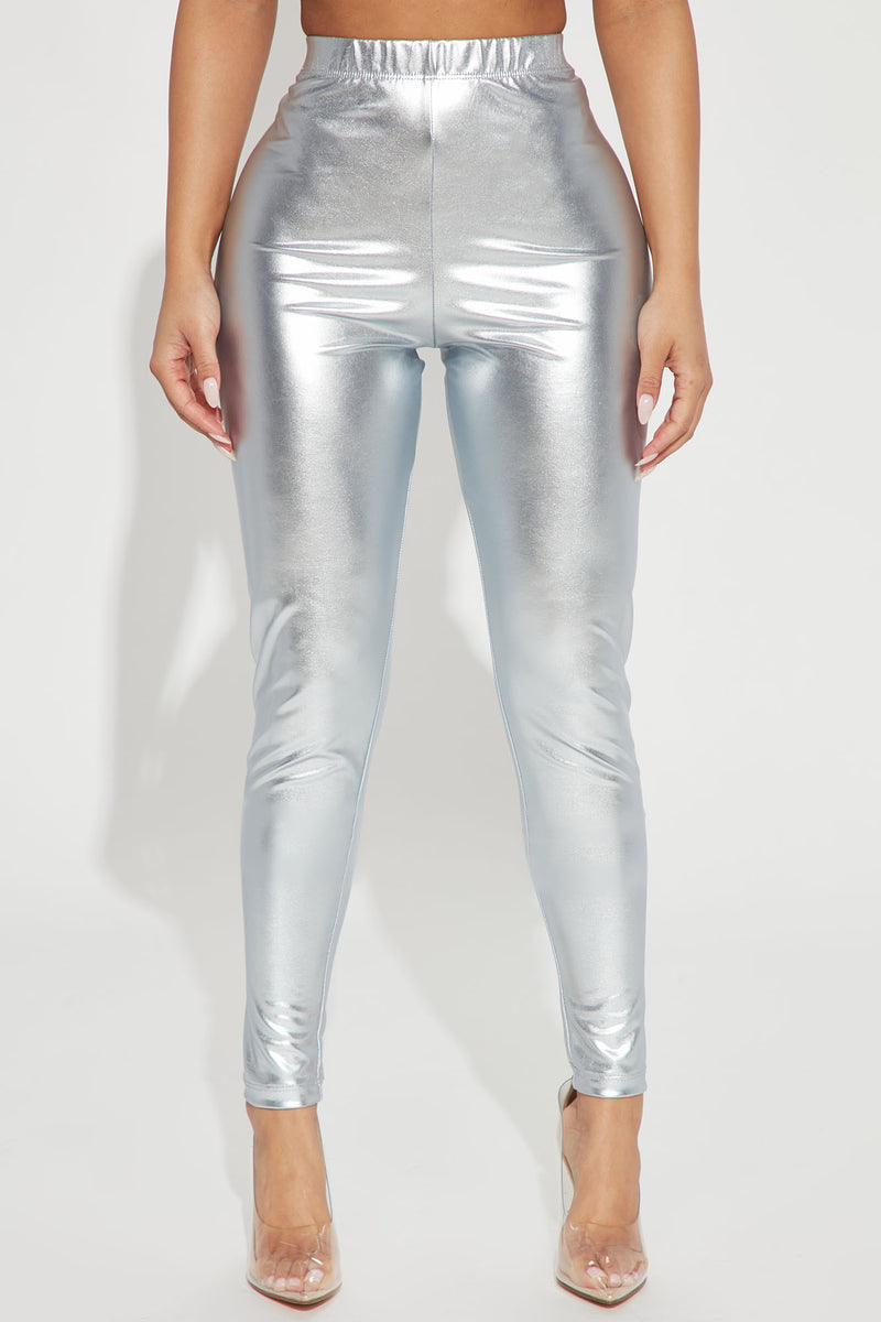 Stuntin' On You Metallic Legging - Silver | Fashion Nova, Leggings ...