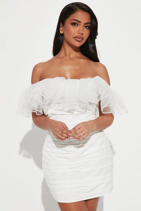 Dianne Off Shoulder Mini Dress White