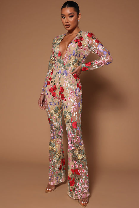 Rosalie Embroidered Jumpsuit Nude combo