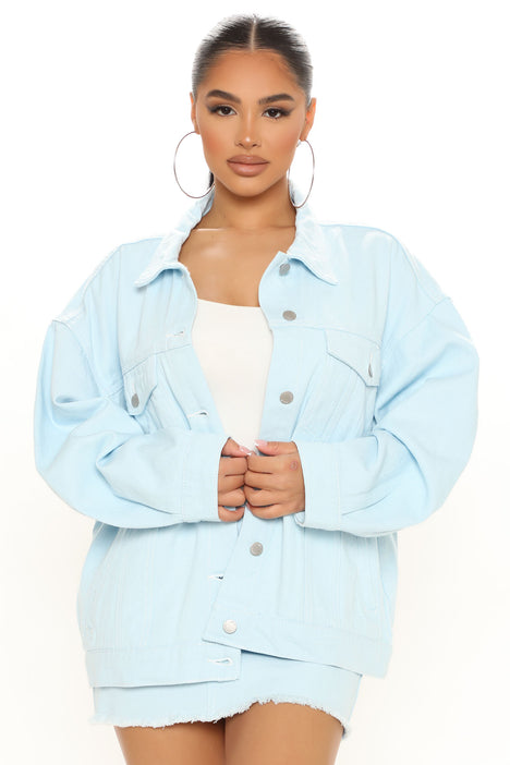 Oversized denim jacket fashion nova online