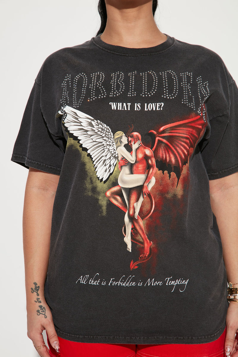 Forbidden Love Rhinestone Graphic Tee - Black Wash | Fashion Nova ...