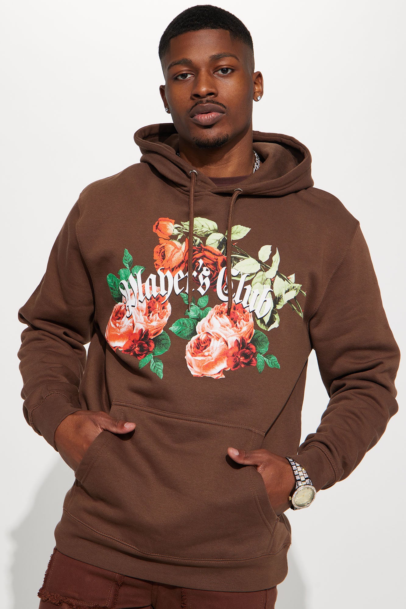 Flower hoodie mens top