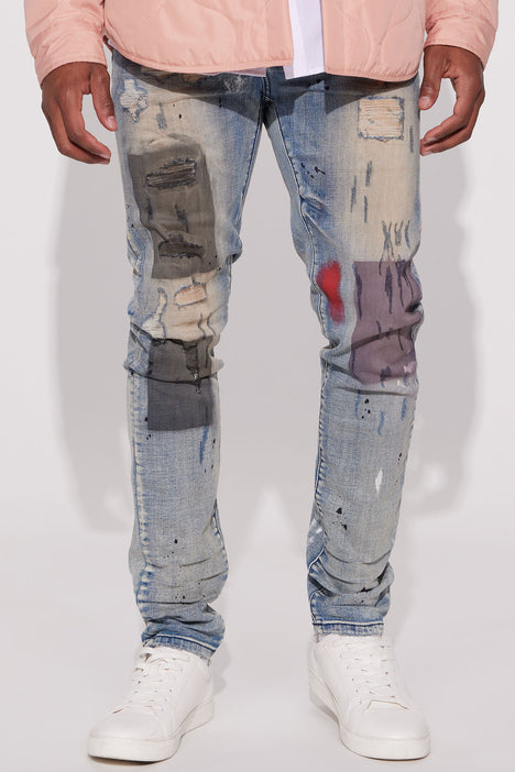 Fashion nova paint splatter jeans discount