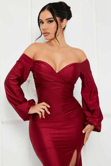 Denise Off Shoulder Maxi Dress Wine