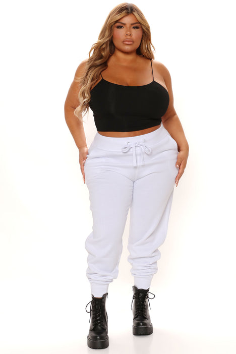 Plus white deals joggers