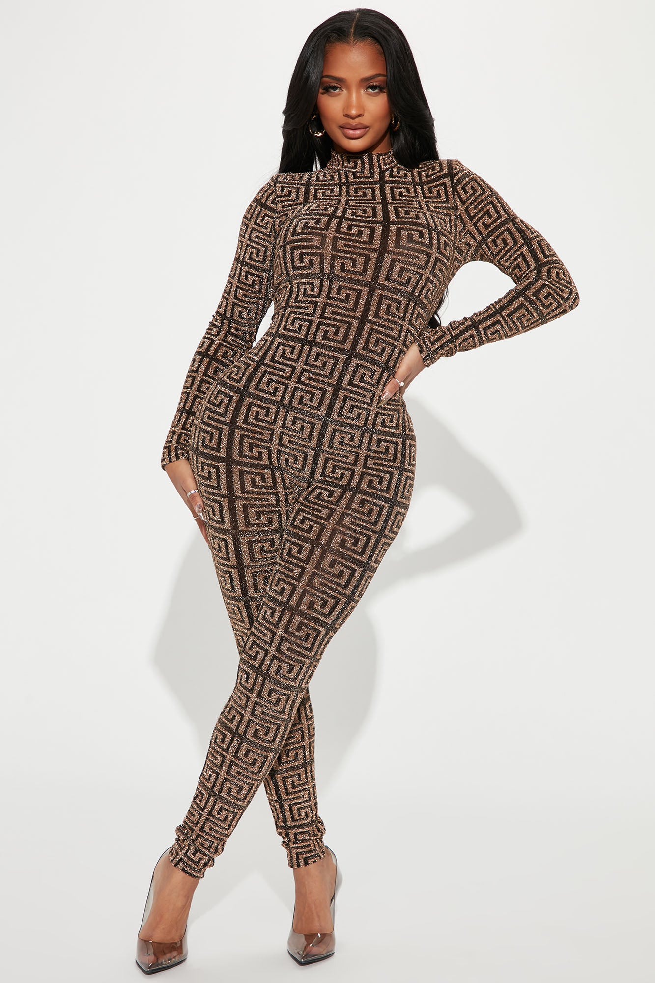 Black glitter shop jumpsuit long sleeve