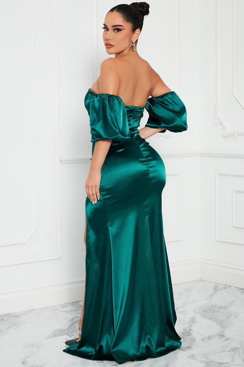 Infinite Love Satin Maxi Dress Emerald Fashion Nova, Dresses