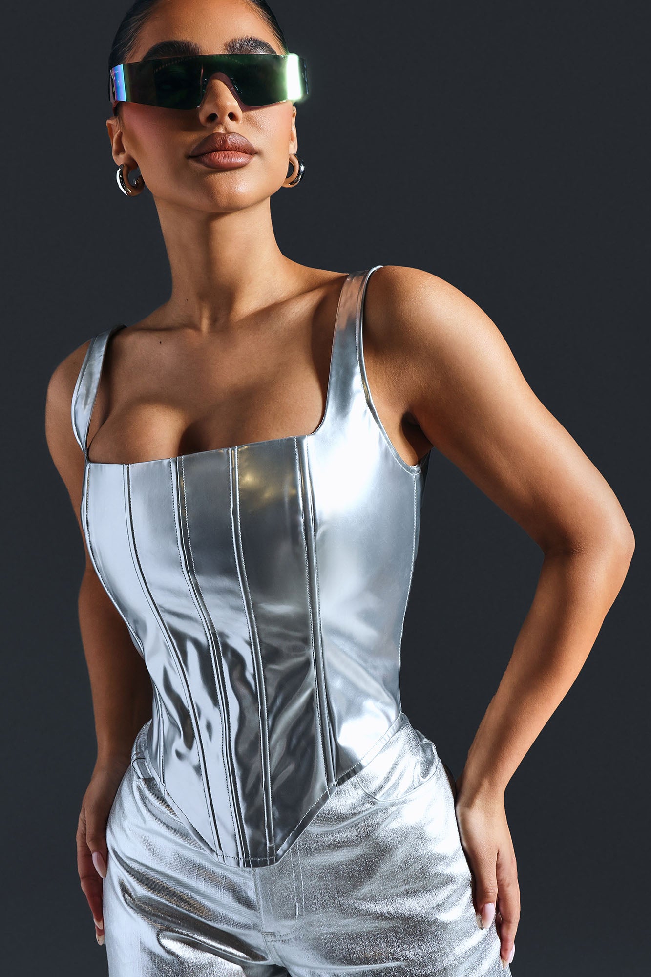 Metallic hotsell bustier top