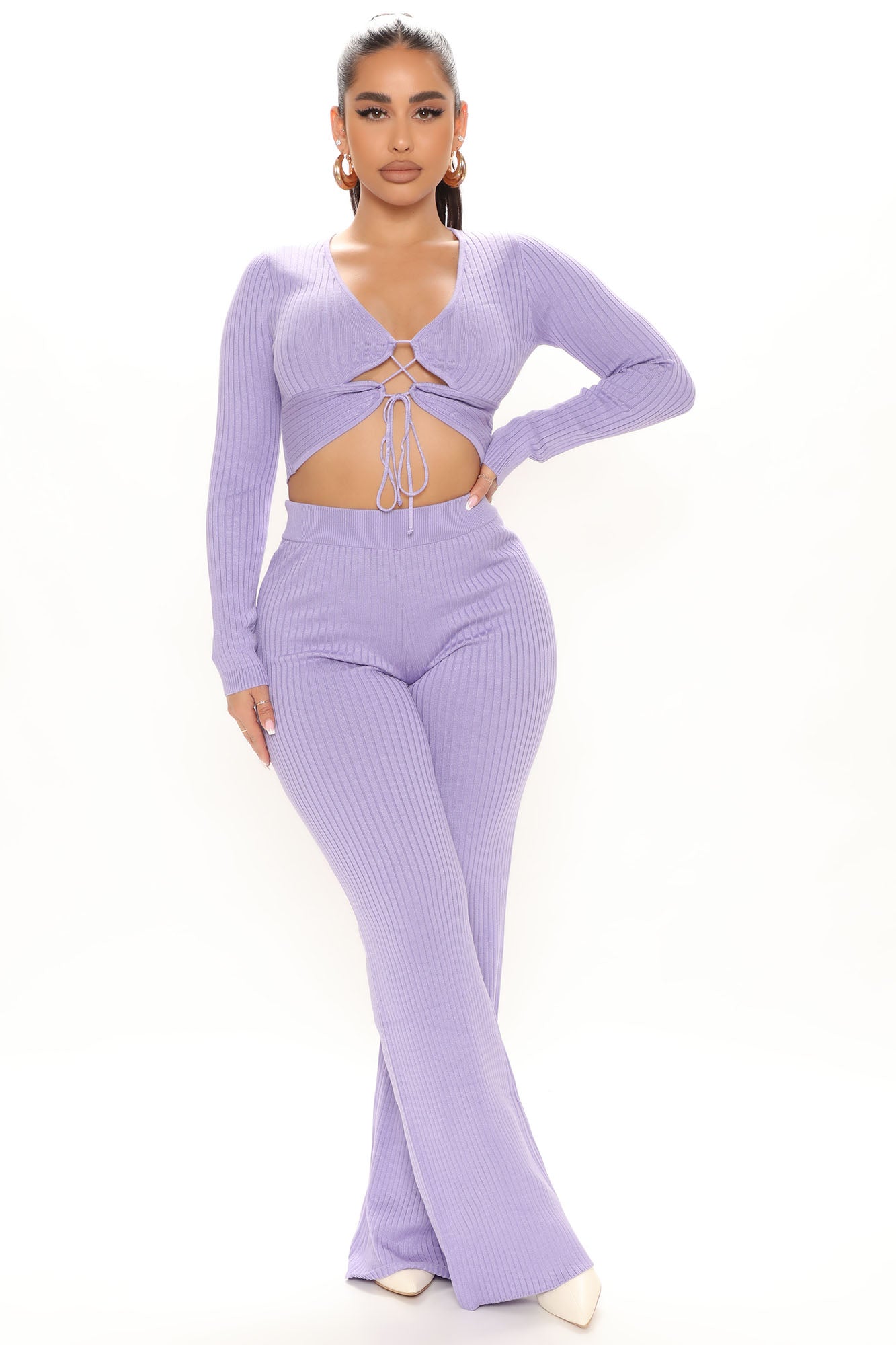 Carmella Sweater Pant Set Lilac