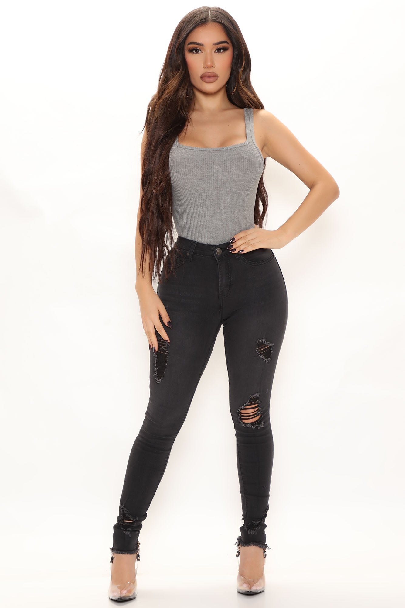 Black ripped jeans hotsell women's fashion nova