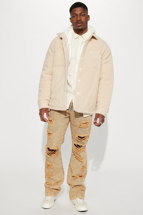 Mens white cheap sherpa jacket