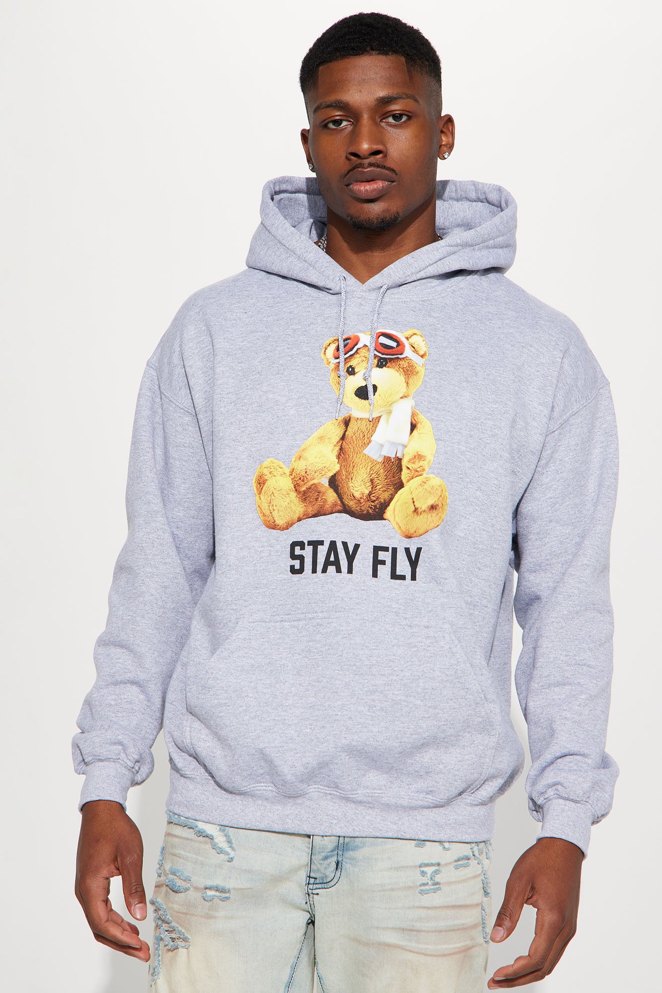Stay Fly Teddy Hoodie Grey Fashion Nova Mens Graphic Tees