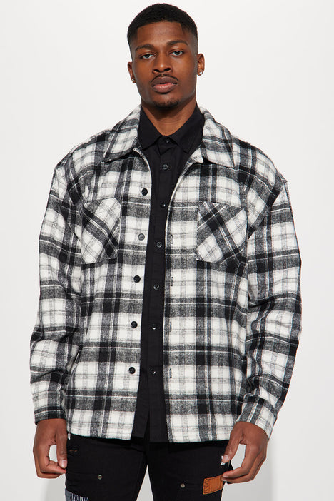 Black and white deals plaid flannel shirt mens