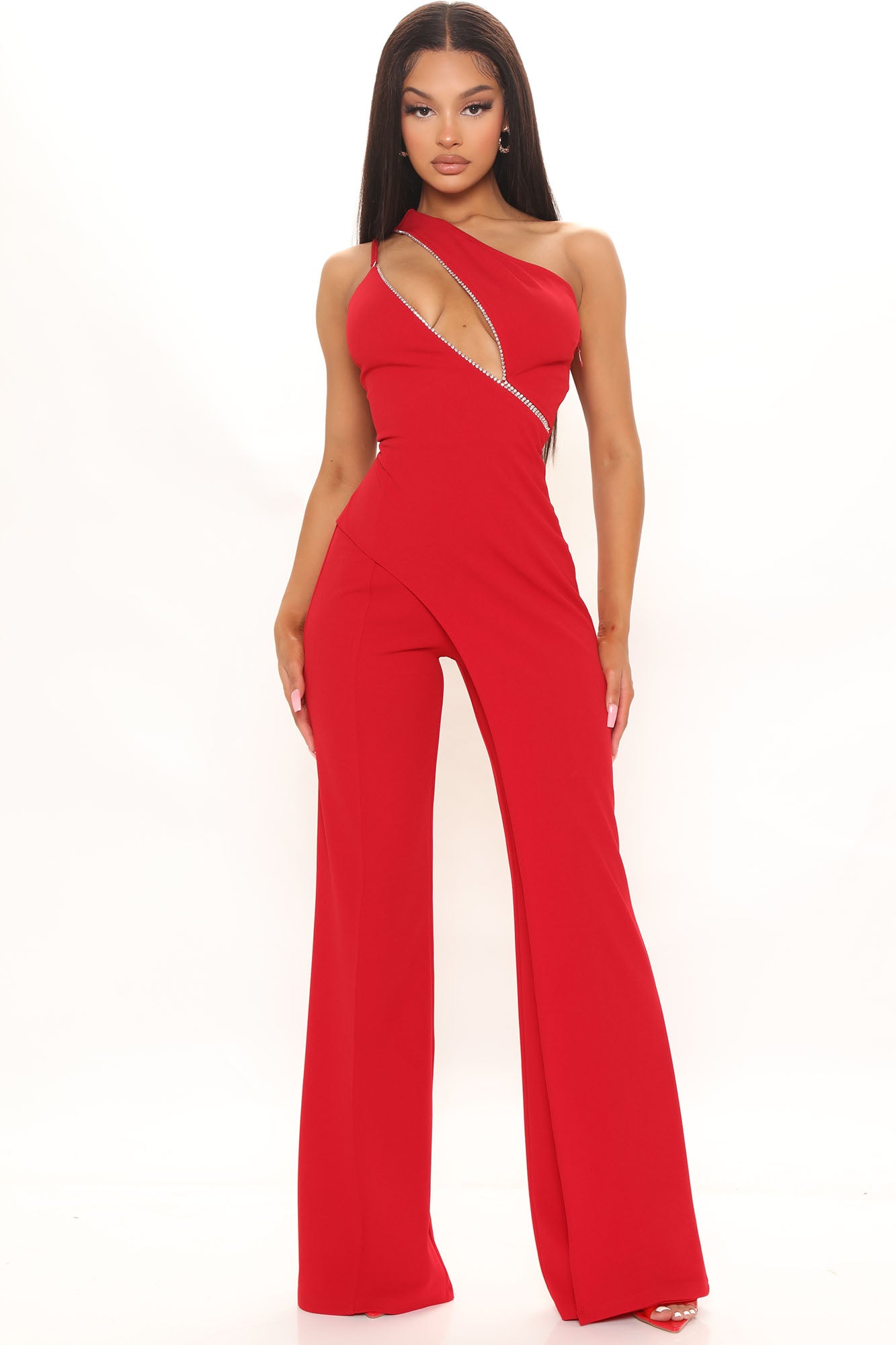 Red fashion nova jumpsuit outlet