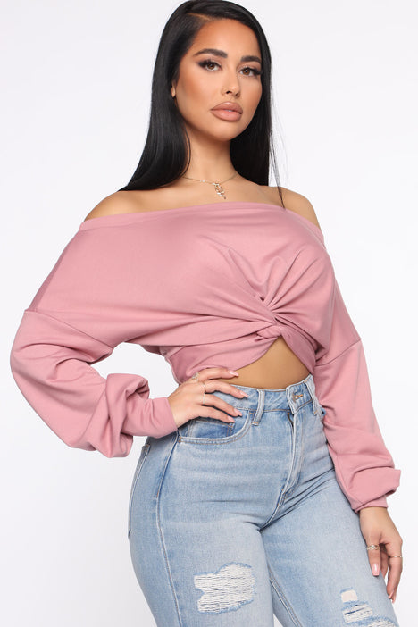 Passionate Moments Off Shoulder Top Rose Fashion Nova Knit