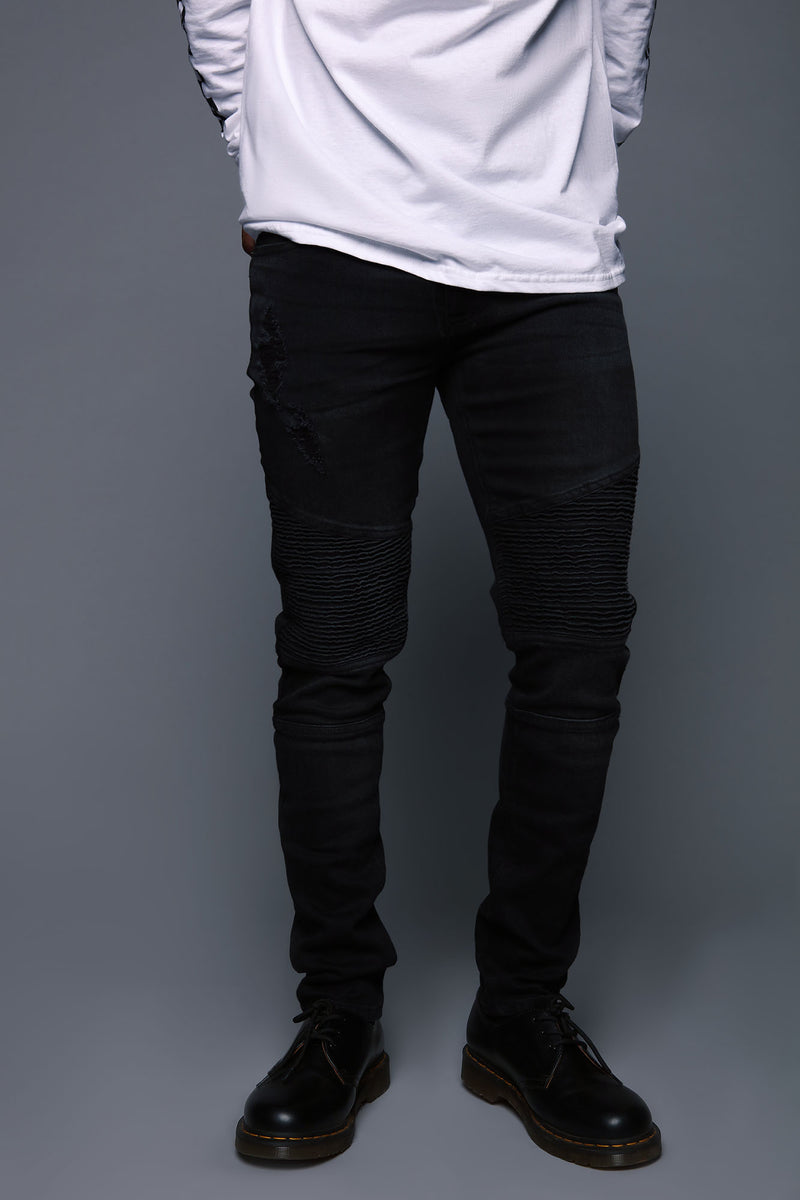 Ollie Moto Jeans - Black | Fashion Nova, Mens Jeans | Fashion Nova