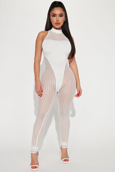 Malisha Mesh Jumpsuit White Fashion Nova Jumpsuits Fashion