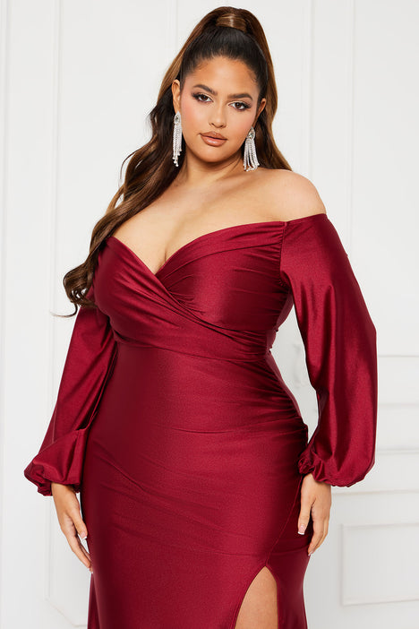 Red off the shoulder dress sales fashion nova