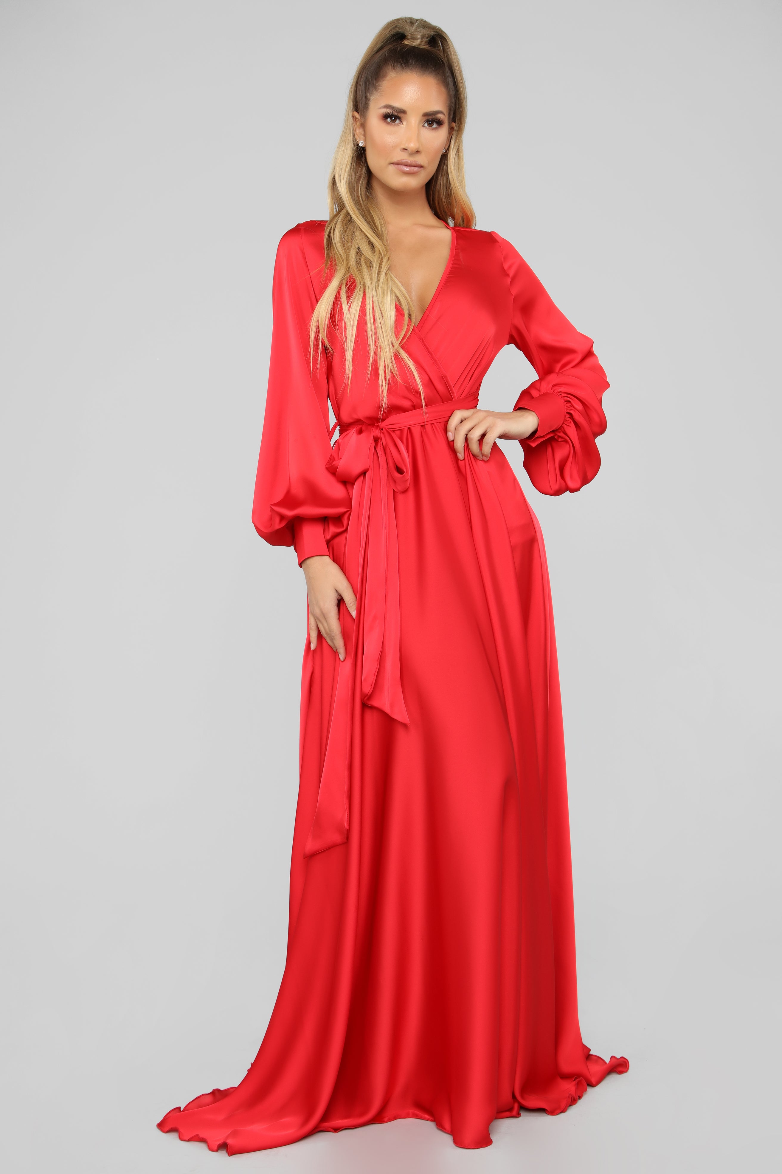 Find Me In My Mansion Satin Maxi Dress Red