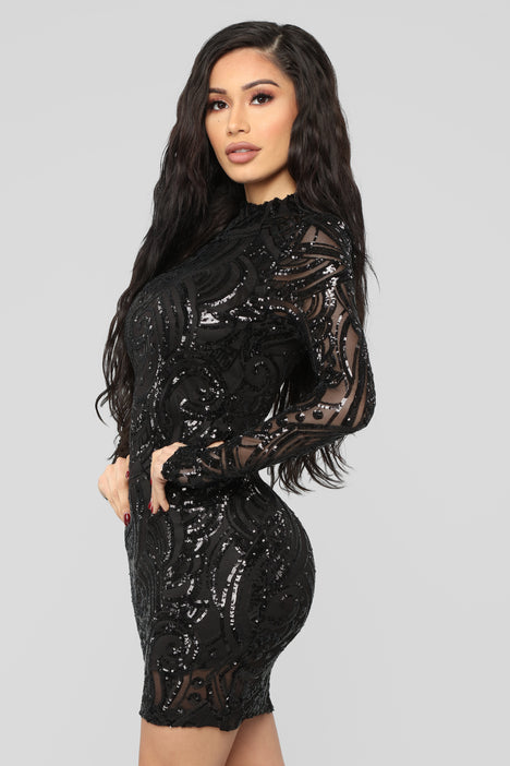 Wildest Dreams Sequin Dress Black