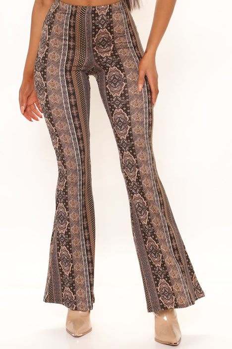 See The World Flare Pant 32.5 Brown Combo Fashion Nova Pants
