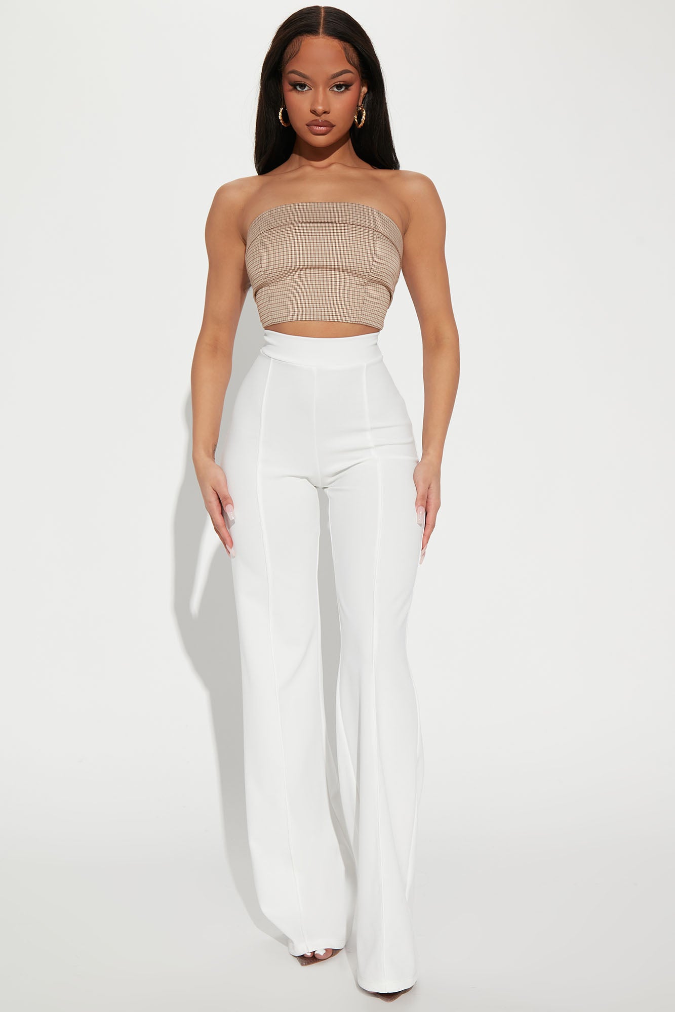 High waisted top dress pants white