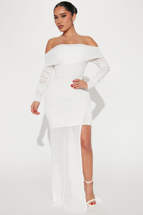 Staying Pretty Mesh Maxi Dress White Fashion Nova Dresses