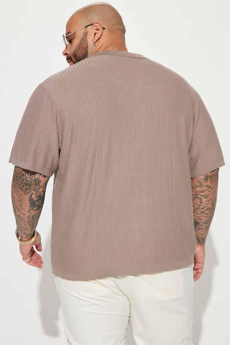 Coastal Knit Short Sleeve Shirt - Sand