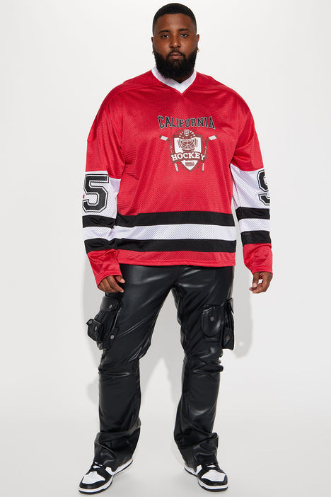 Men's Motley Crue All Star Hockey Jersey in Black/Red Size Large by Fashion Nova