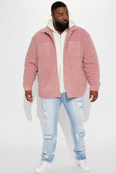 Pink sherpa jacket best sale mens