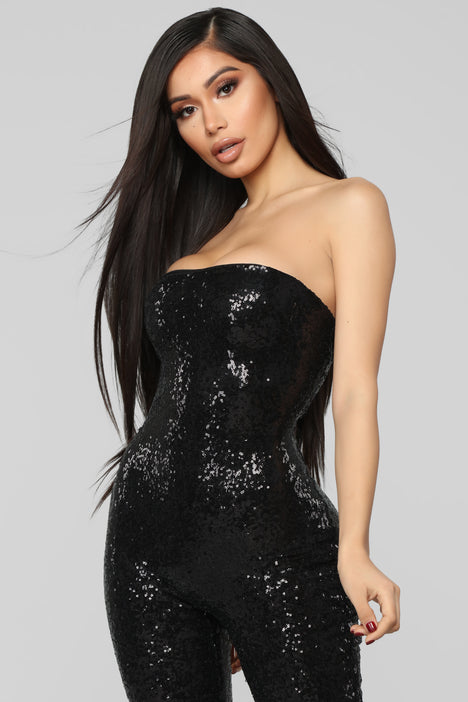 Birthday Bash Sequin Romper Black Fashion Nova Rompers