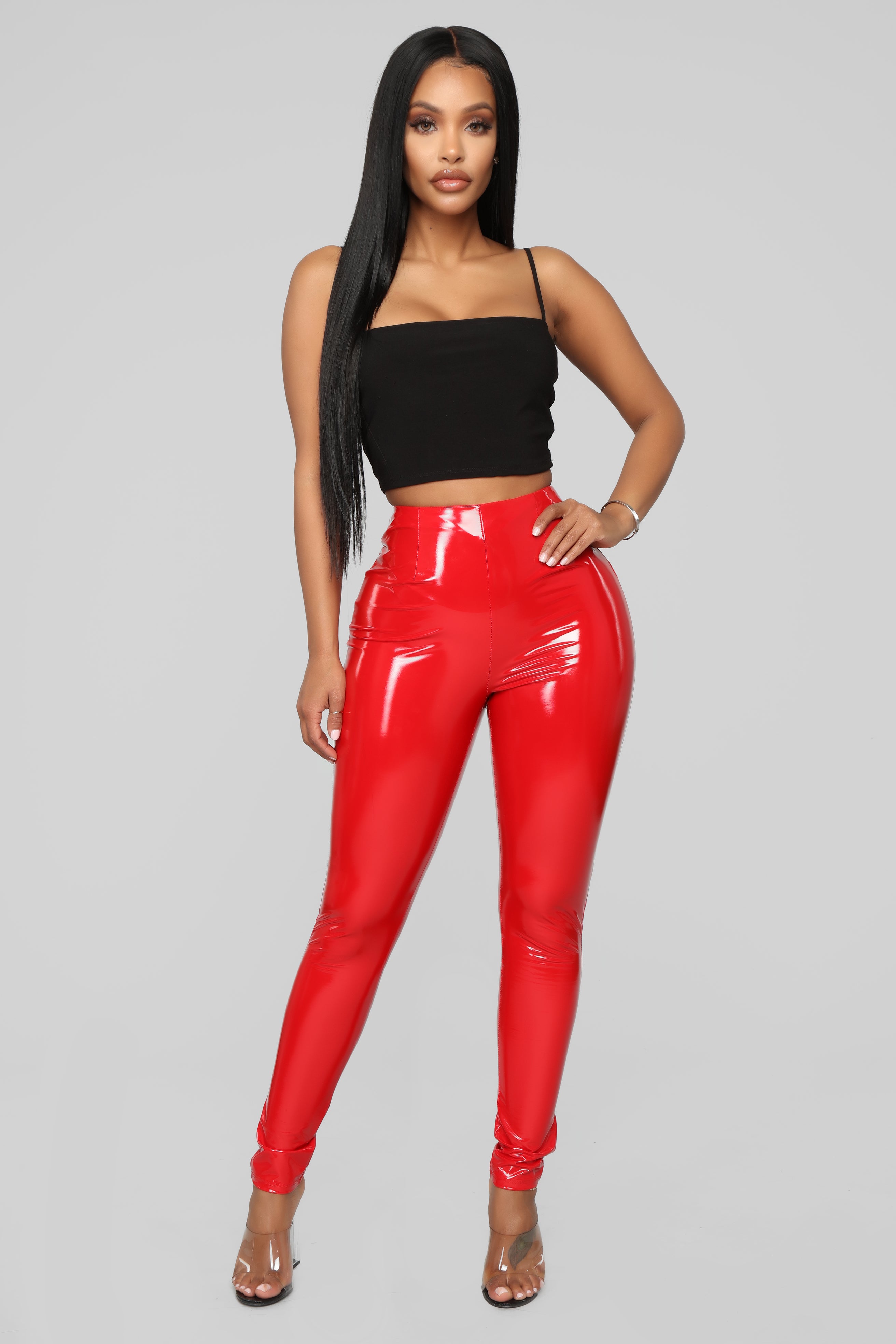 Vinyl pants cheap red