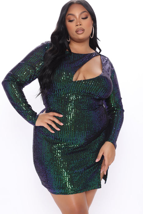 Plus size multi outlet colored sequin dress